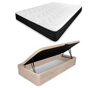amuéblate Online - Pack Colchón Viscoelástico Venus + Canapé Abatible Gran Capacidad con Apertura Lateral | Color Cambria 105 x 190