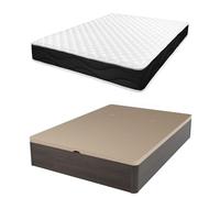 amuéblate online - Pack Colchón Viscoelástico Venus Reversible + Canapé Madera Abatible Gran Capacidad | Color Wengué 90 x 200