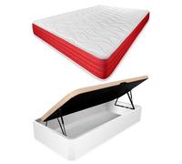 amuéblate Online - Pack Colchón Viscoelástico Visco Red Reversible + Canapé Abatible Gran Capacidad con Apertura Lateral | Color Blanco 105 x 190