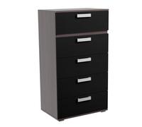 amuéblate online - Sinfonier con 5 Cajones, Cómoda Modelo Baros, Práctica y Funcional, Acabado en Ceniza-Negro, Medidas: 60 cm (Ancho) x 109,4 cm (Alto) x 39,6 cm (Fondo)