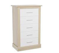 amuéblate online - Sinfonier con 5 Cajones, Cómoda, Modelo Florida, Práctico y Funcional, Acabado en Colores Cambria-Blanco, Medidas: 66 cm (Ancho) x 107 cm (Alto) x 39,6 cm (Fondo)