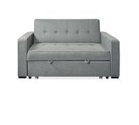 amuéblate Online - Sofá Cama de 2 Plazas Modelo Lite, Diseño Moderno, Práctico, Cómodo y Funcional, con Reposabrazos, Acabado en Gris