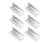 AMUSLESUR 6 Piezas Soporte de Esquina de Acero Inoxidable, Soportes en L para Madera, Ángulo Recto 90°, Forma L, Plata, para Múltiples Proyectos y Diversas Aplicaciones