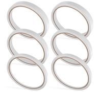 AMUSLESUR Cinta Adhesiva de Doble Cara Adecuado para 6 Rollos de Papel Blanco Adhesivo a Base de Agua, 7.5 Metros por Rollo, Ancho 0.6cm, 0.9cm y 1.2cm Manualidades y Publicidad
