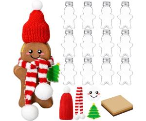 Amyhill 12 tarros de papel de seda de hombre de jengibre con luz LED para velas, decoración para hacer tu propio suministro de arte de Navidad para Navidad, vacaciones, fiestas, actividades