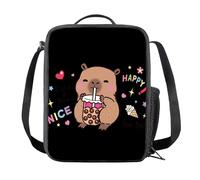 Amzbeauty Lonchera térmica duradera para niños y estudiantes, portátil, a prueba de fugas, ligera, térmica, bolsa multiusos para la escuela, al aire libre, camping, playa, estampado Boba Capybara