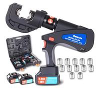 AMZCNC Crimpadora hidráulica recargable, Prensa Multicapa, baterías de litio de 18 V, 2 unidades, 10-400 mm², 13 sellos, terminales de cable