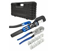 AMZCNC Pinza de compresión hidráulica de 8 toneladas, pinza para terminales de cable 4-70 mm² con 9 pares de matrices (Pinza de compresión (4-70mm²) + tijeras)