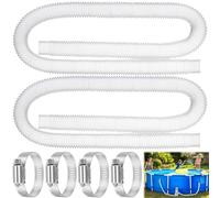 Amzeeniu 2 Piezas Manguera de Repuesto para Piscina 32mm,Repuesto Manguera de Bomba Piscina,para Piscinas Elevadas,con 4 Abrazaderas de Metal(1,5 M)