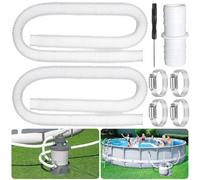 Amzeeniu 2 Piezas Manguera de Repuesto para Piscina 32mm,Repuesto Manguera de Bomba Piscina,para Piscinas Elevadas,con 4 Abrazaderas de Metal(1,5 M)