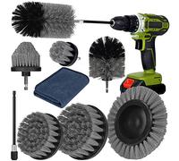 Amzeeniu Cepillo para Taladro 9 Piezas,cepillo de limpieza eléctrico Brochas para Taladro,kit de cepillos de limpieza cerdas duras,cepillo llantas,kit limpieza llantas coche,para lechada,bañera,Cocina