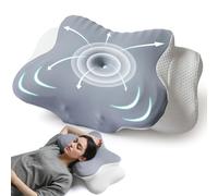AmzHandler Almohada Cervicales y Cuello Viscoelastica, 2 en 1 Almohada Ergonómico Espuma de Memoria Almohada para Soporte de Cabeza/Cuello/Hombro,e Sueño y Tecnología de Enfriamiento,62x37x9/14cm