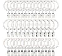 AMZSEVEN 40 Anillos de Cortina de Metal con Clips, Ganchos para Cortinas, Ganchos Decorativos para Barra de Cortina, Ojales de diámetro Interior de 1.5 Pulgadas, Color Blanco Inoxidable