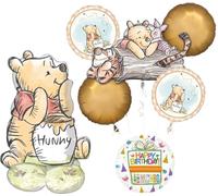 Anagram Classic Pooh - Suministros para fiesta de cumpleaños, 7 piezas, decoración de ramo de globos con Airloonz