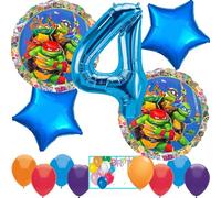 Anagram Globos de cumpleaños con licencia, para la colección temática de las Tortugas Ninja Mayhem Teenage Mutant TMNT, accesorio de fiesta, multicolor, 4º cumpleaños