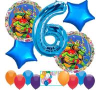 Anagram Globos de cumpleaños con licencia, para la colección temática de las Tortugas Ninja Mayhem Teenage Mutant TMNT, accesorio de fiesta, multicolor, 6º cumpleaños