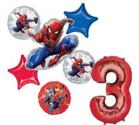 Anagram Spider-Man - Suministros para fiesta de 3er cumpleaños, 7 piezas de decoración de ramo de globos