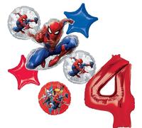 Anagram Spider-Man - Suministros para fiesta de cumpleaños número 4, 7 piezas, decoración de ramo de globos