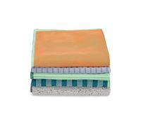Anakel Home Set de 5 paños de microfibra reciclada Full Circle, bayetas ecológicas con etiquetas indicativas de limpieza, kit multicolor para cristales, baño, cocina y acero inoxidable, libre de quími