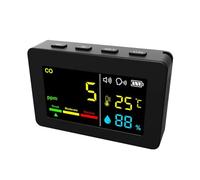 Analizador de calidad del aire 3 en 1, medidor CO, temperatura y humedad, detector monóxido carbono para Diversos Entornos(Nero)