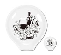 ANATTASOUL Juego de 2 cucharas de cerámica con diseño de flores y vino | 8,48 x 9 cm, soporte para cucharas de té, resistente al calor, porcelana, utensilios de cocina, decorativo, para estufa
