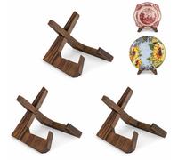 ANBOXIT Soportes para Cuencos de Exhibición, Lote de 3 Soporte para Cuencos | de 4,5 Pulgadas, en Madera, para Grandes Cuencos Profundos, 15,2 x 13,6 x 11,6 cm(Para Cuencos < 8,9 cm de Profundidad)