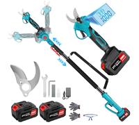 Anbull 2 en 1 Tijeras de Podar Eléctricas con Palo Telescópico hasta 4.6m | Corte de 40mm, Motor Brushless 500W, 2 Baterías 4000mAh, LCD para Árboles, Arbustos y Flores
