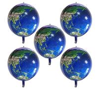 ANCLLO 5 Globos De Globo Terráqueo, Globos De Mapa Mundial De 22 Pulgadas, Globo De Papel De Aluminio Mylar 4D, Decoración En Forma De Tierra Para Niños, Suministros Para Fiestas Del Día De La Tierra