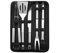 ANCLLO 5 piezas Barbacoa de Acero Inoxidable Utensilios, Barbacoa de Exterior Kit, Utensilios Barbacoa Kit, Herramientas de Barbacoa Set con Bolsa de Oxford para Acampar Al Aire Libre Patio Trasero