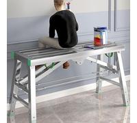 Andamio de plataforma de trabajo multiusos con escalera de tijera, andamio plegable ajustable con capacidad de carga de 400 kg - Estructura portátil de acero al carbono (tamaño: 200 cm/6,5 pies)