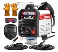 ANDELI MIG 135A Soldadora 4 en 1: MIG sin Gas con PULSO/MIG sin Gas Clásico/Lift TIG/MMA | 230V Kit Completo con Casco y Guantes | Pantalla LED y Sinergia - lista para usar