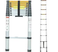 ANDIARBEIT Escalera telescópica de aluminio, compacta y plegable, soporta hasta 150 kg, peldaños antideslizantes y patas de goma, para casa y jardín (3,8 m)