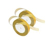 Andiker - Lote de 2 rollos de cinta de organza - 15 mm × 44 m - Para decoraciones de cumpleaños y bodas (Oro)