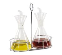 Andrea house set vinagrera y aceitera de vidrio con soporte cromado ma