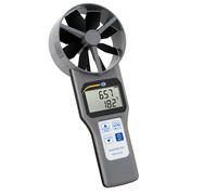 Anemómetro PCE Instruments para Medir Velocidad del Viento, Flujo, Temperatura, Humedad, Punto de Rocío y Temperatura del Bulbo Húmedo | Iluminación de Fondo | Rueda Alada 10 Cm | Medición PCE-VA 20