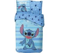 anemone - Juego de cama Stitch, funda nórdica Disney140 x 200 cm + funda de almohada de 65 x 65 cm, 100% algodón (azul claro)