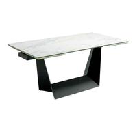 ANGEL CERDÁ 1014C Mesa comedor extensible mármol blanco , Negro Blanco , Acero Negro Mármol Porcelánico , 180/225/270 x 90 x 75 cm.