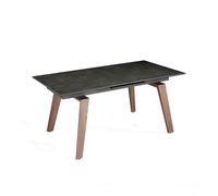 Angel cerda mesa comedor extensible rectangular mármol porcelánico y nogal