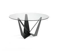 ANGEL CERDÁ 1045.01 Mesa comedor redonda cristal , Negro Cristal , Acero Negro , Ø150 x 75 cm.