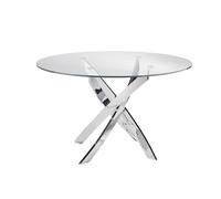 ANGEL CERDÁ 1061.01 Mesa comedor redonda cristal , Cristal Acero inoxidable , Acero Cromado , Ø110 x 75 cm.