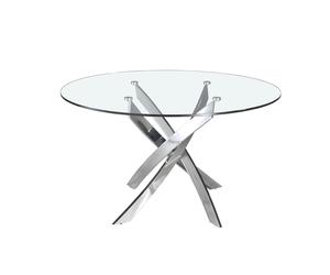 ANGEL CERDÁ 1061.01 Mesa comedor redonda cristal , Cristal Acero inoxidable , Acero Cromado , Ø120 x 75 cm.