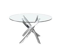 ANGEL CERDÁ 1061.01 Mesa comedor redonda cristal , Cristal Acero inoxidable , Acero Cromado , Ø130 x 75 cm.