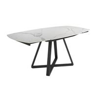 ANGEL CERDÁ 1096C Mesa comedor extensible mármol blanco , Negro , Mármol Porcelánico , 120/178 x 90 x 77 cm.