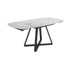ANGEL CERDÁ 1096C Mesa comedor extensible mármol blanco , Negro , Mármol Porcelánico , 120/178 x 90 x 77 cm.