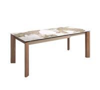 ANGEL CERDÁ 1118C Mesa comedor extensible rectangular mármol porcelánico , Blanco , Mármol Porcelánico , 140/200 x 90 x 76