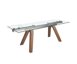 ANGEL CERDÁ 1123C Mesa comedor extensible rectangular cristal templado , Nogal , Cristal - TTE , 160/200/240 x 90 x 76