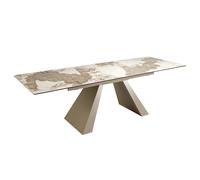 Ángel Cerdà Mesa comedor extensible 1124C mármol porcelánico patas champagne 180/220/260x90x76 cm