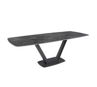 ANGEL CERDÁ 1132C Mesa comedor extensible ovalada barril mármol porcelánico , Negro , Mármol Porcelánico , Ø160/200/240 x 100 x 76