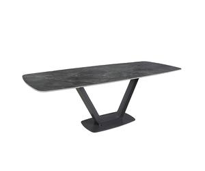 ANGEL CERDÁ 1132C Mesa comedor extensible ovalada barril mármol porcelánico , Negro , Mármol Porcelánico , Ø160/200/240 x 100 x 76