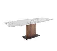 ANGEL CERDÁ 1133C Mesa comedor extensible ovalada barril mármol porcelánico , Blanco , Mármol Porcelánico , Ø160/200/240 x 100 x 76